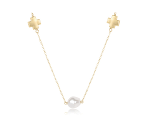 15" Choker Signature Cross Admire Simplicity Chain Gold - Pearl Necklaces enewton