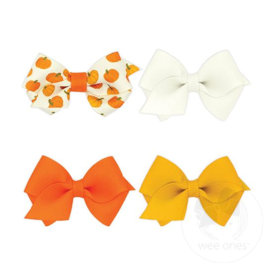Gift Pack - 1 Wee Print and 3 Solid - Pumpkin Kids Hair Accessories Wee Ones