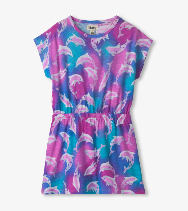 Airbrush Dolphins Relaxed Dress Girls Play Dresses Hatley