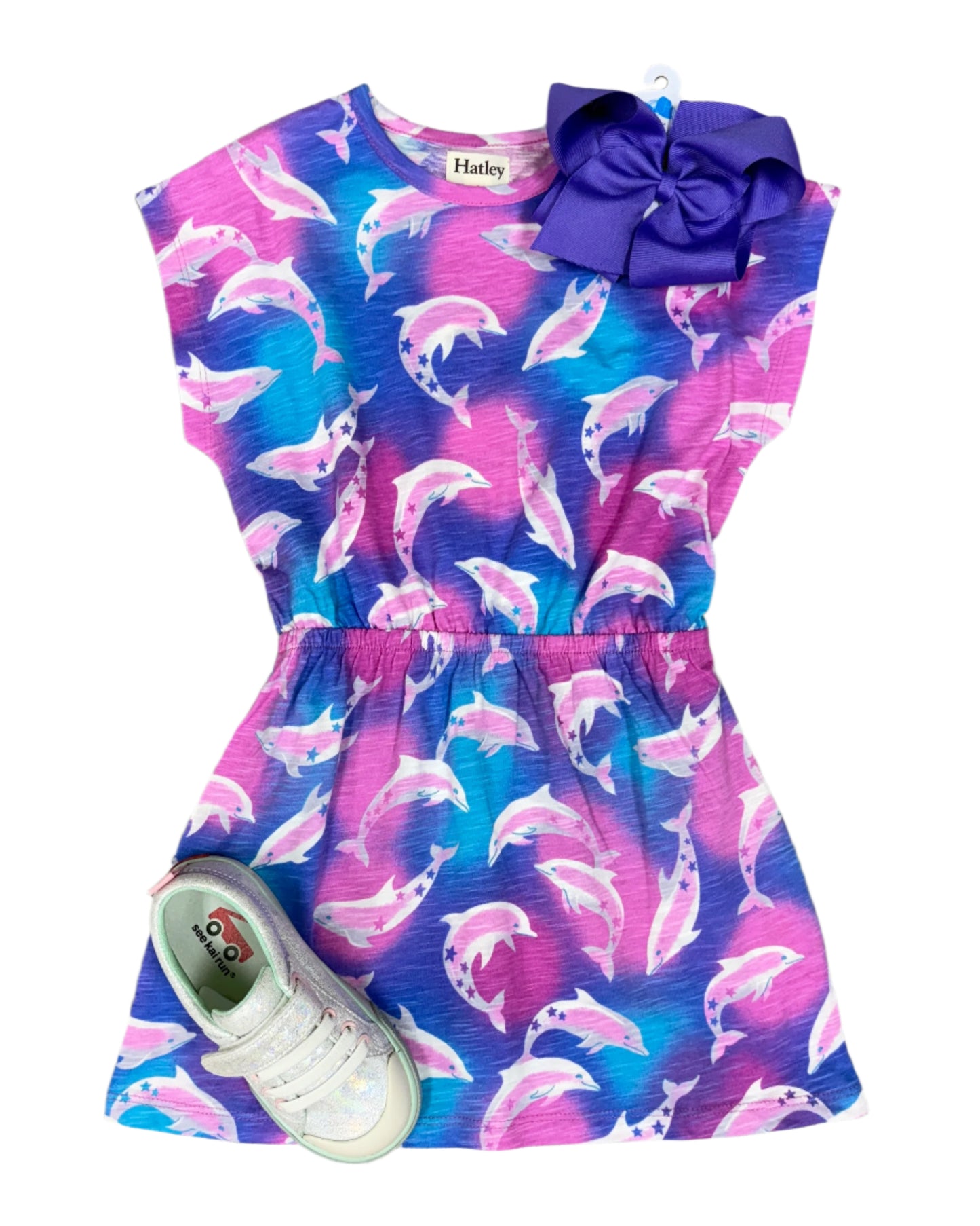 Airbrush Dolphins Relaxed Dress Girls Play Dresses Hatley