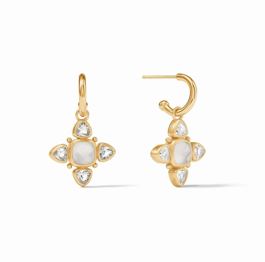 Aquitaine Hoop & Charm Earring - Iridescent Clear Crystal Earrings Julie Vos