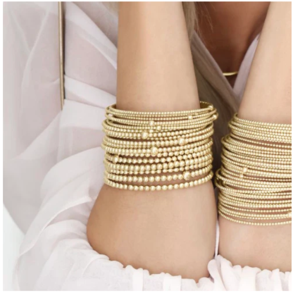 Classic Gold 4mm Bead Bangle Bracelets enewton