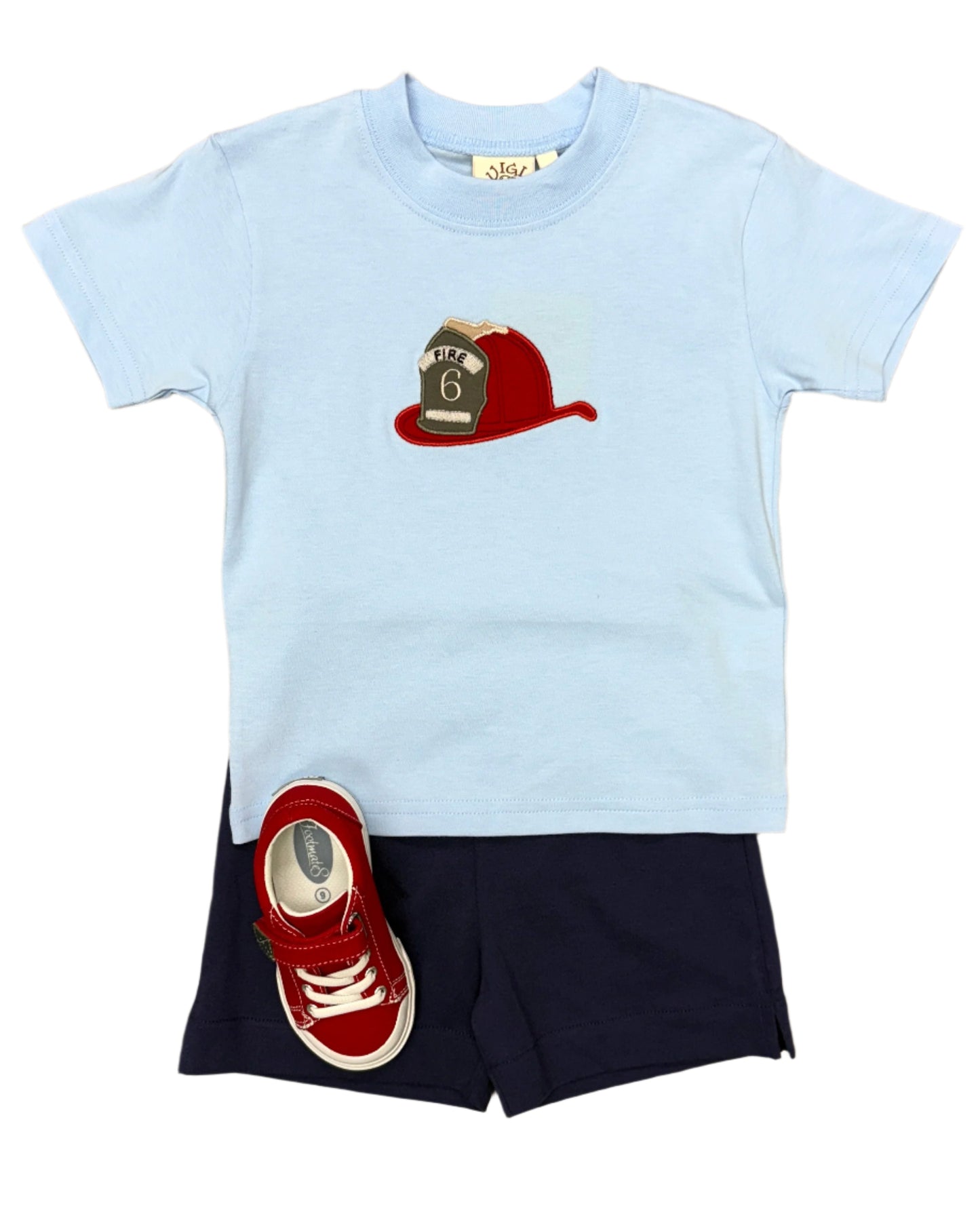 Boys S/S Shirt w/ Fire Hat - Lt. Sky Blue Boys Shirts + Polos Luigi