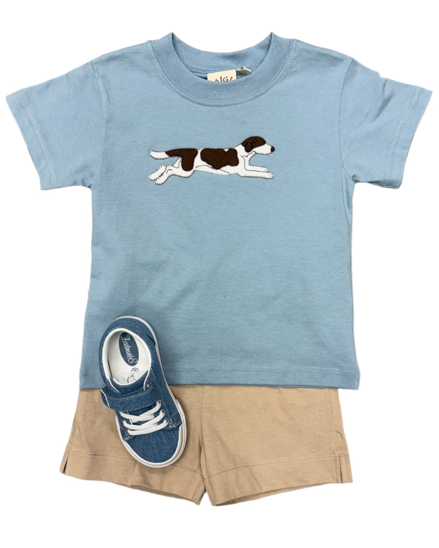Boys S/S Shirt w/ Pointer Dog - Lt. Steel Boys Shirts + Polos Luigi