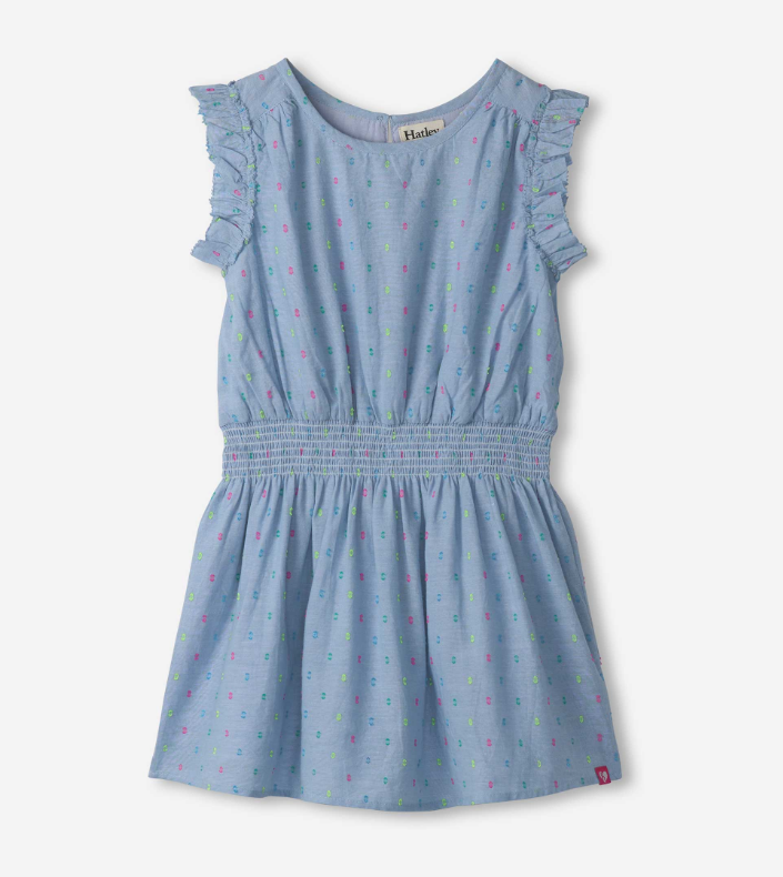 Bright Spot Chambray Woven Play Dress Girls Play Dresses Hatley