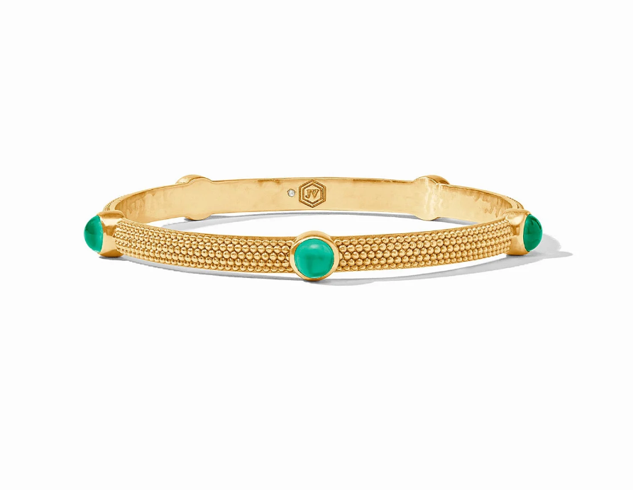 Cabochon Bangle - Iridescent Emerald Green - Large Bracelets Julie Vos