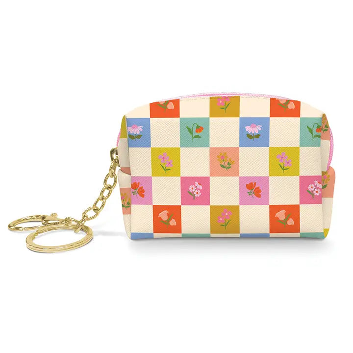 Checkerboard Blooms Key Chain Pouch Misc Accessories Studio Oh!