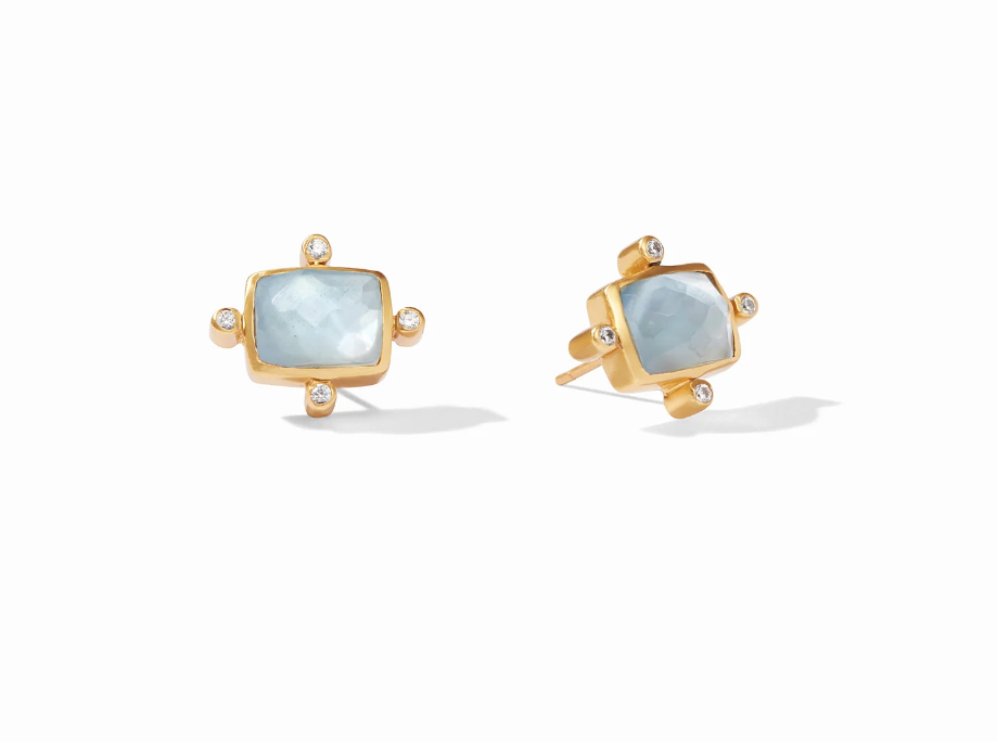 Clara Stud - Iridescent Chalcedony Blue Earrings Julie Vos