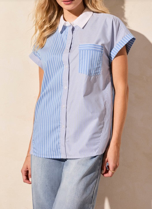 S/S Combo Stripe Shirt - Sailboat Tops Tribal