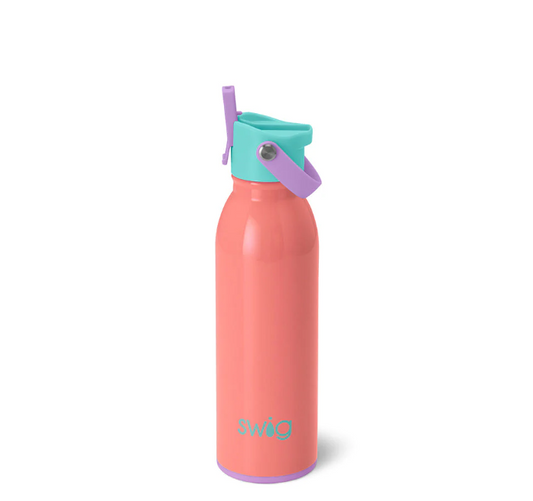Coral Crush Flip + Sip Water Bottle (16oz) Insulated Drinkware Swig   