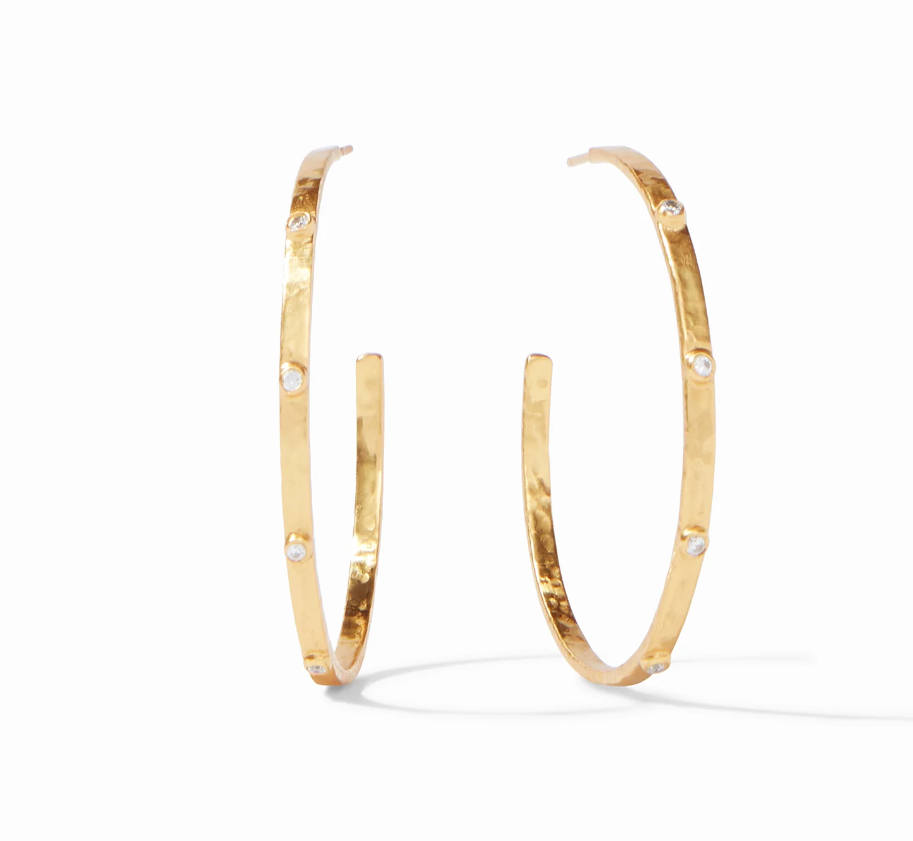 Crescent Stone Hoop Gold Cubic Zirconia - Extra Large Earrings Julie Vos