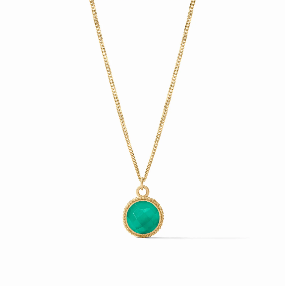 Fleur De Lis Solitaire Necklace - Iridescent Emerald Green Necklaces Julie Vos