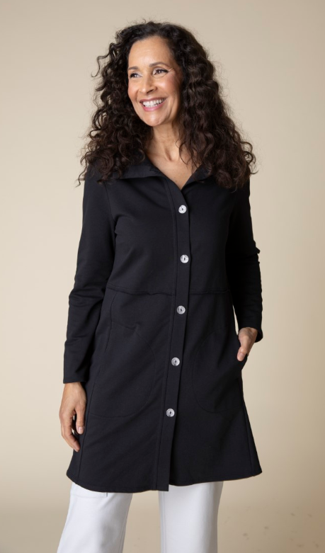 French Terry Car Coat - Black – Sugar Babies Children