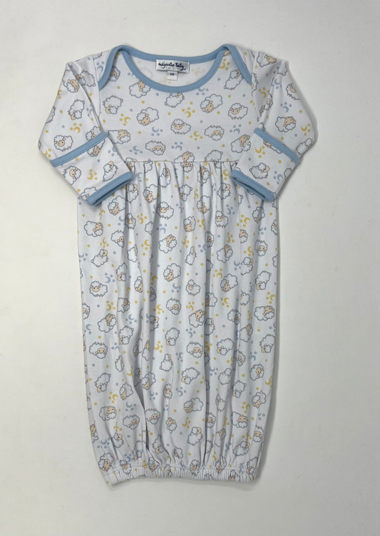 Go to Sheep Printed Gathered Gown - Lt. Blue Baby Sleepwear Magnolia Baby   