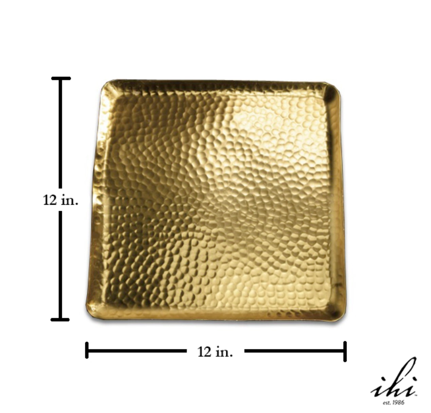 Gilded Square Hammered Plate Home Decor India Handicrafts