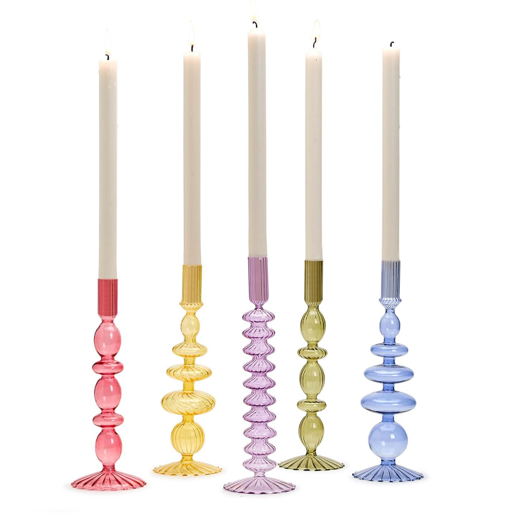Hand-Blown Glass Tapered Candleholder Home Decor Two's Company
