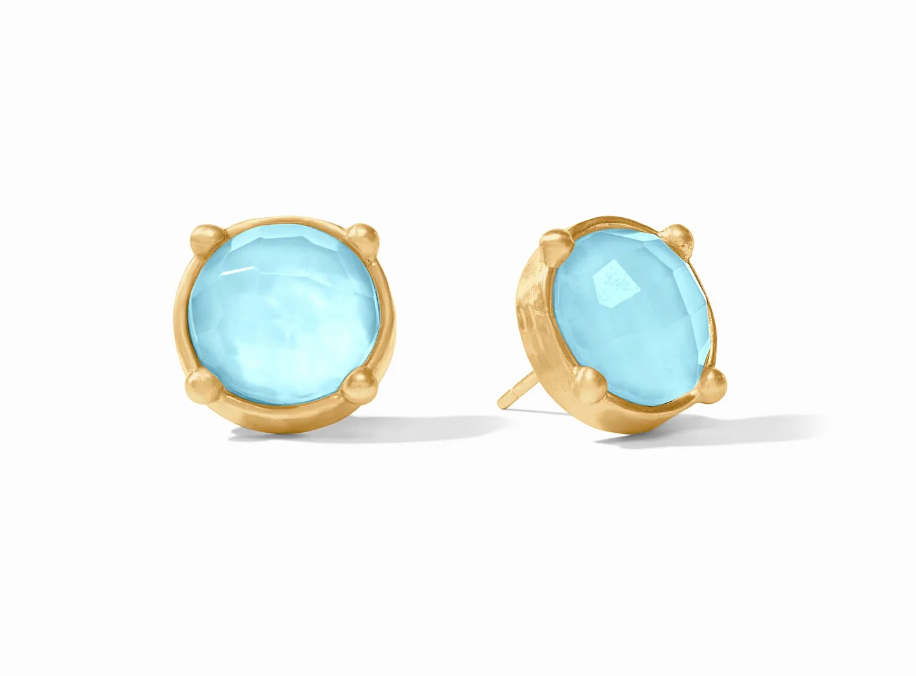 Honey Stud - Iridescent Capri Blue Earrings Julie Vos