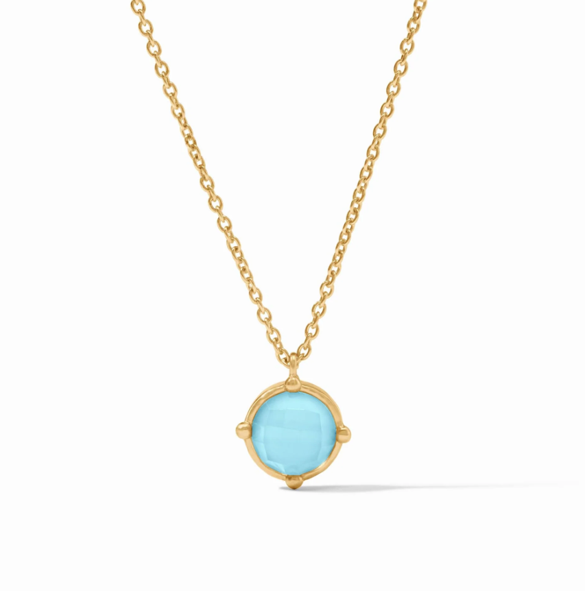 Honeybee Solitaire Necklace - Iridescent Capri Blue Necklaces Julie Vos