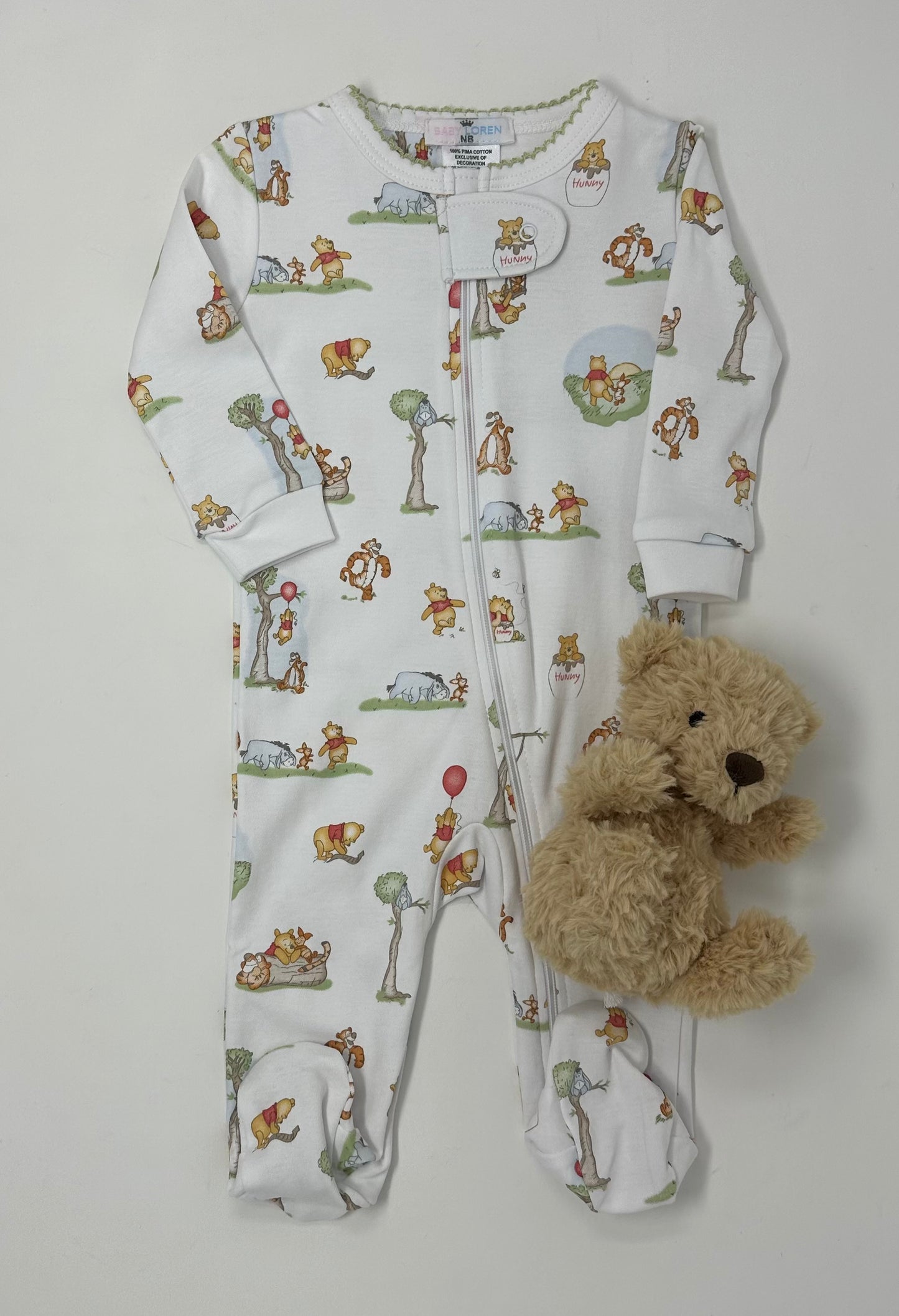 Honey Bear Pima Zipper Footie Baby Sleepwear Baby Loren
