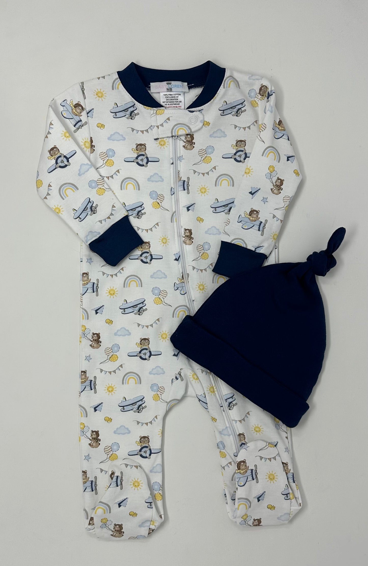 Little Bears in the Sky Pima Zipper Baby Sleepwear Baby Loren