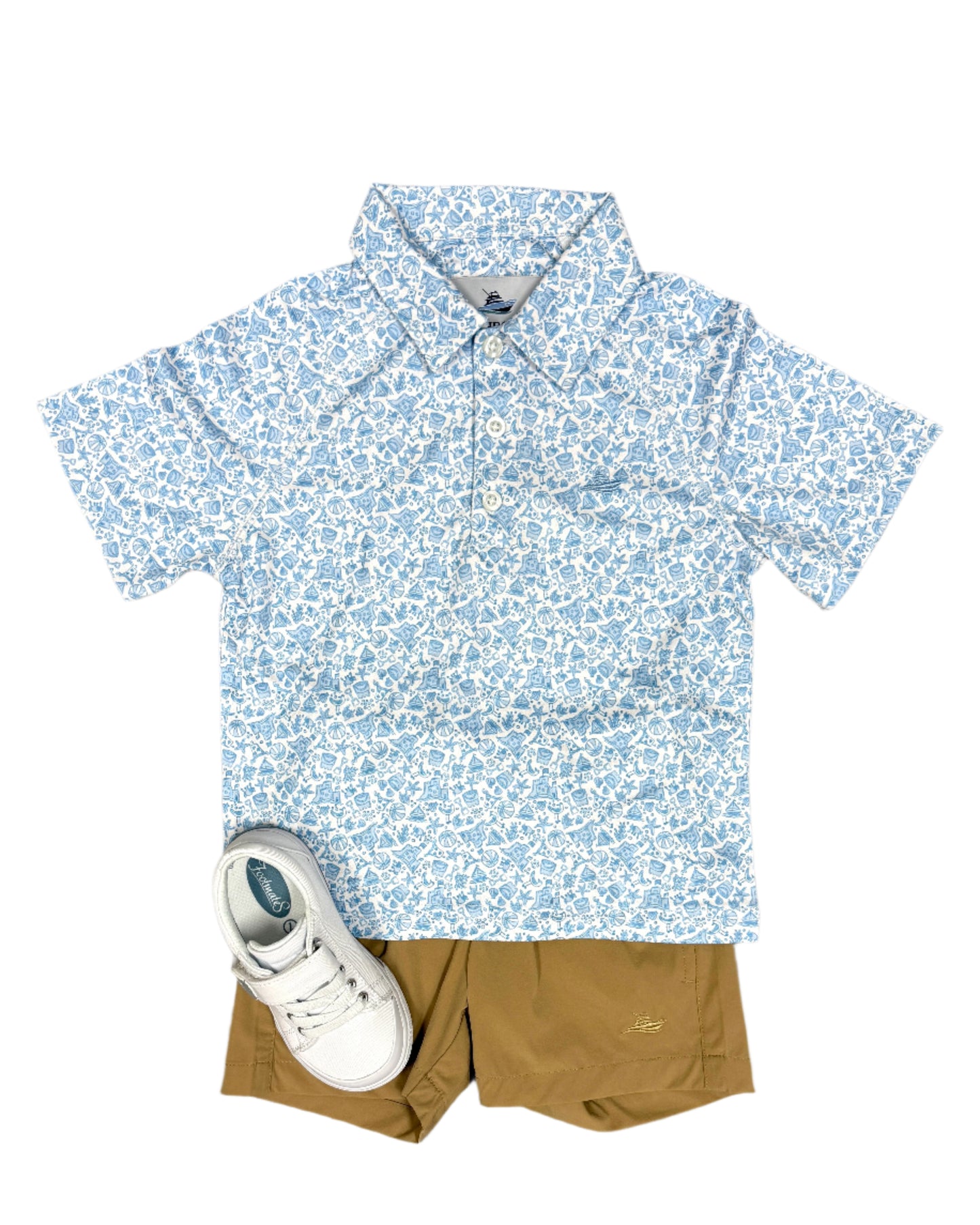 Boy's Printed Polo - Beach Print Boys Shirts + Polos Southbound