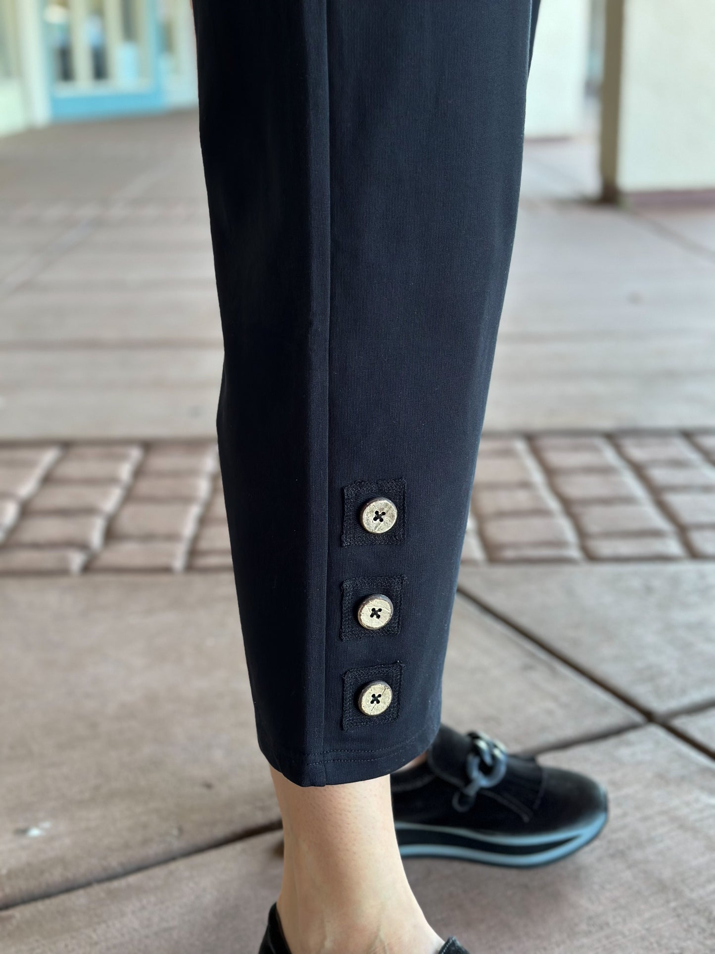 Ocean Front Terry Button Flood Pant - Black Women's Clothing Escape by Habitat