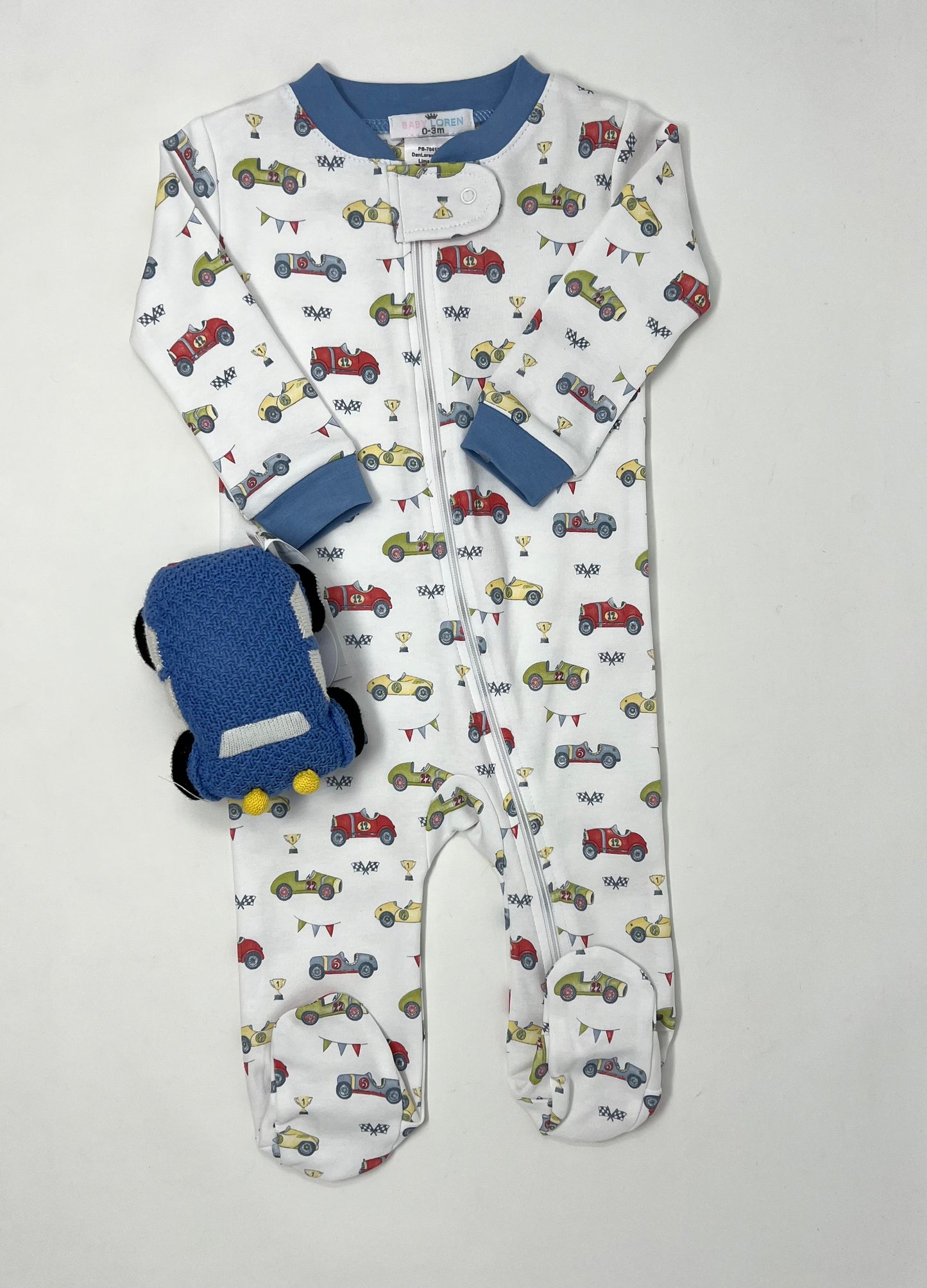 Racing Cars Pima Zipper Footie Baby Sleepwear Baby Loren