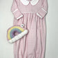 Mini Checks Collared Gathered Gown - Pink Baby Sleepwear Magnolia Baby   