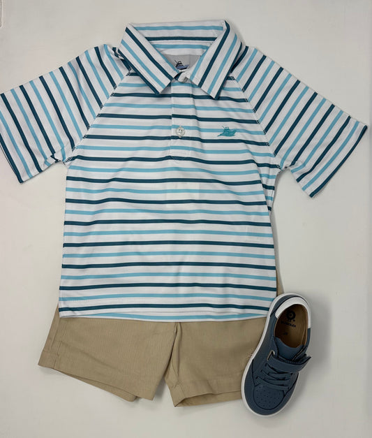Boy's Polo - Marine Blue/Whisper Boys Shirts + Polos Southbound   
