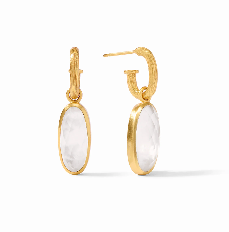 Ivy Hoop & Charm Earring - Iridescent Clear Crystal Earrings Julie Vos