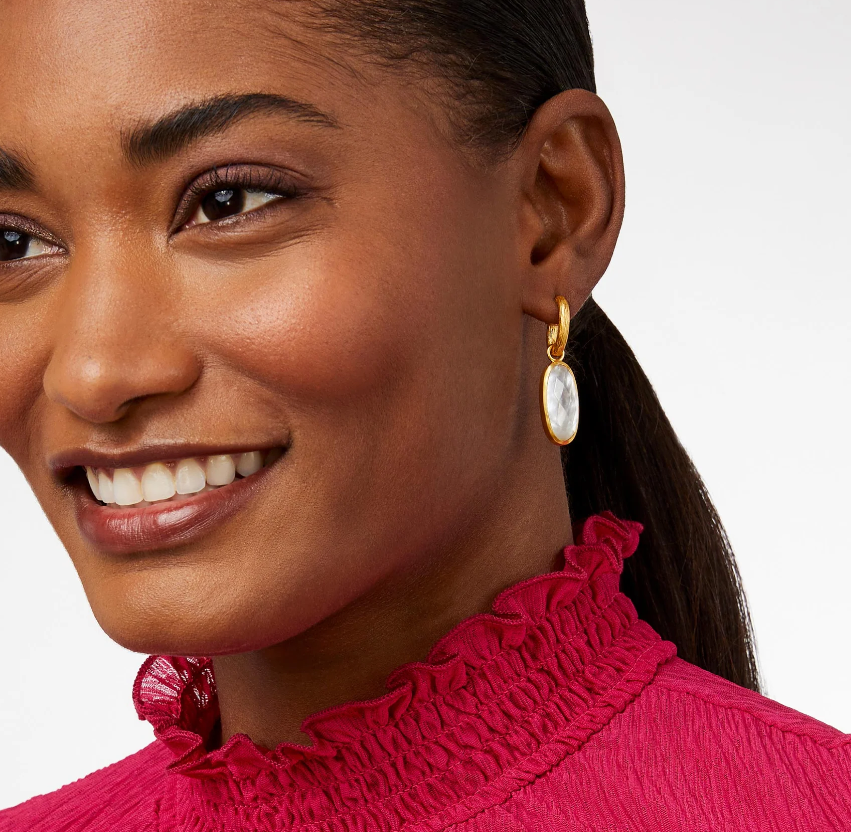 Ivy Hoop & Charm Earring - Iridescent Clear Crystal Earrings Julie Vos