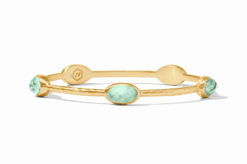 Ivy Stone Bangle Iridescent Aquamarine Blue - Large Bracelets Julie Vos
