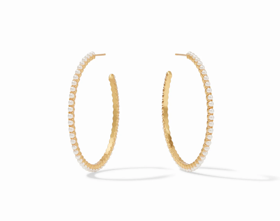 Juliet Hoop Gold Pearl - Large Earrings Julie Vos