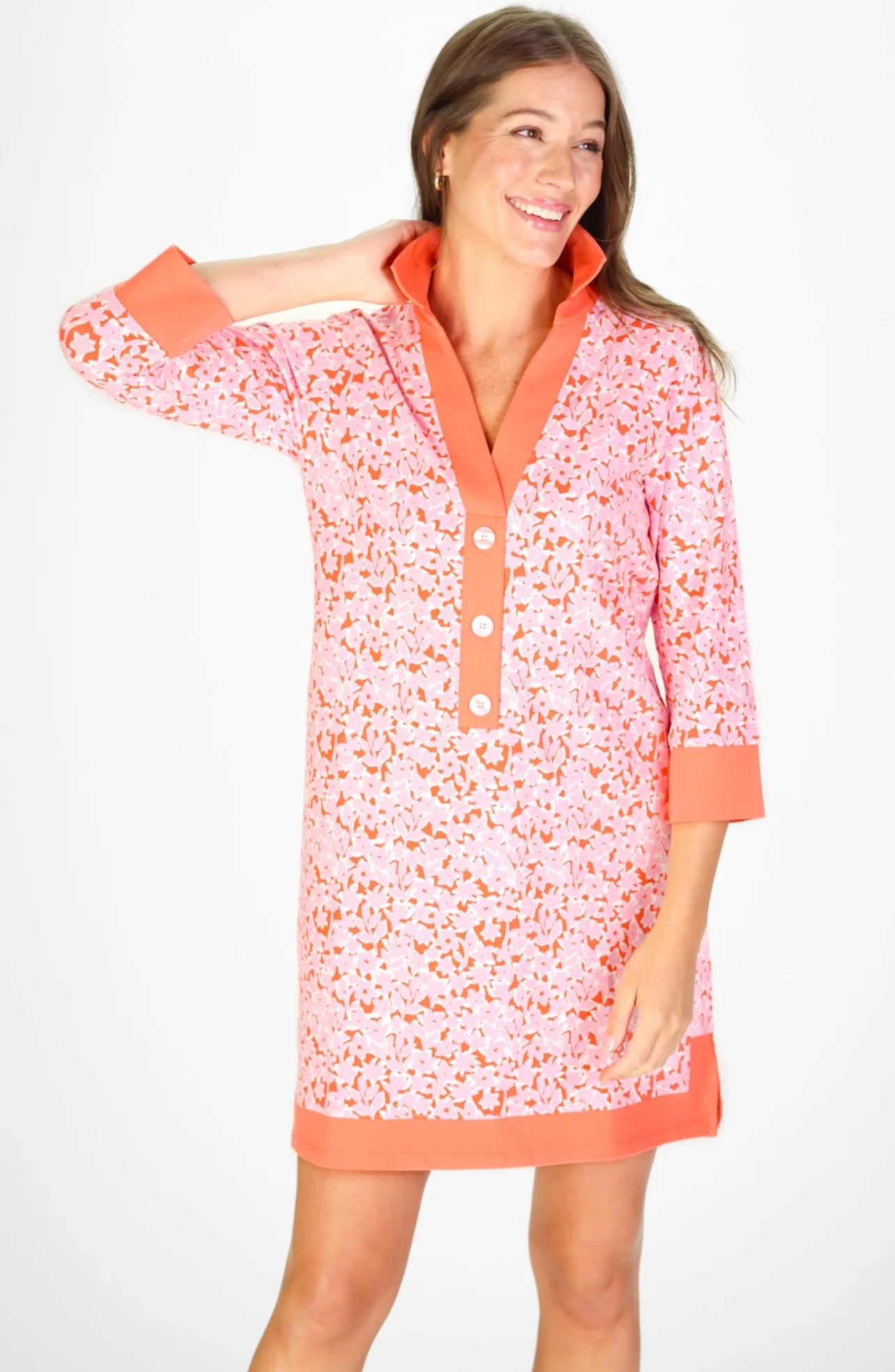 June Dress - Pink Bouquet Short Dresses Duffield Lane