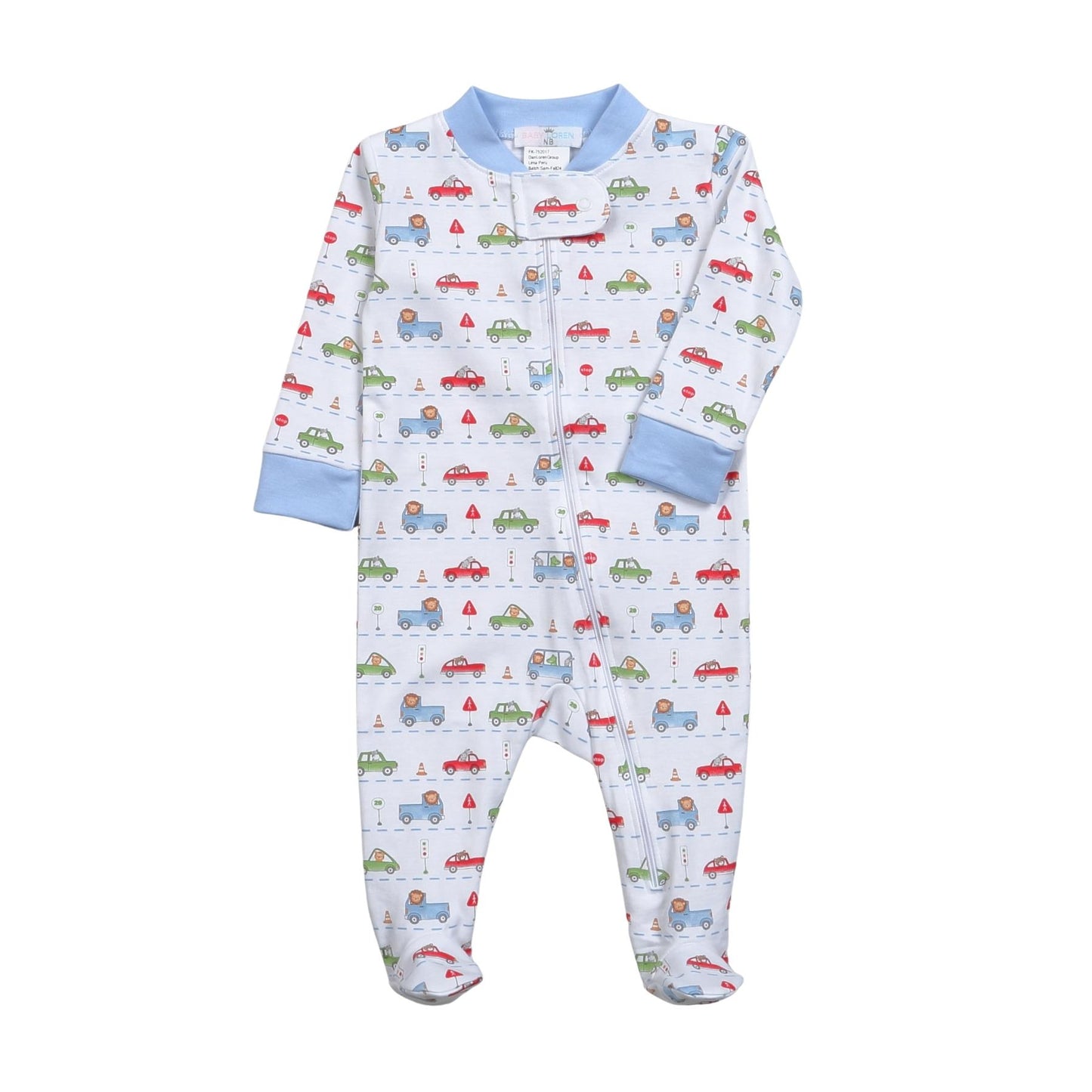 Little Drivers Pima Zipper Baby Sleepwear Baby Loren