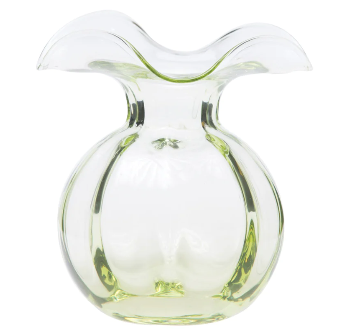 Hibiscus Glass Green Medium Fluted Vase Home Decor Vietri