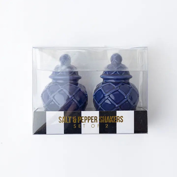 Boxed Salt & Pepper Set - Textured Ginger Jar Navy Kitchen + Entertaining 8 Oak Lane