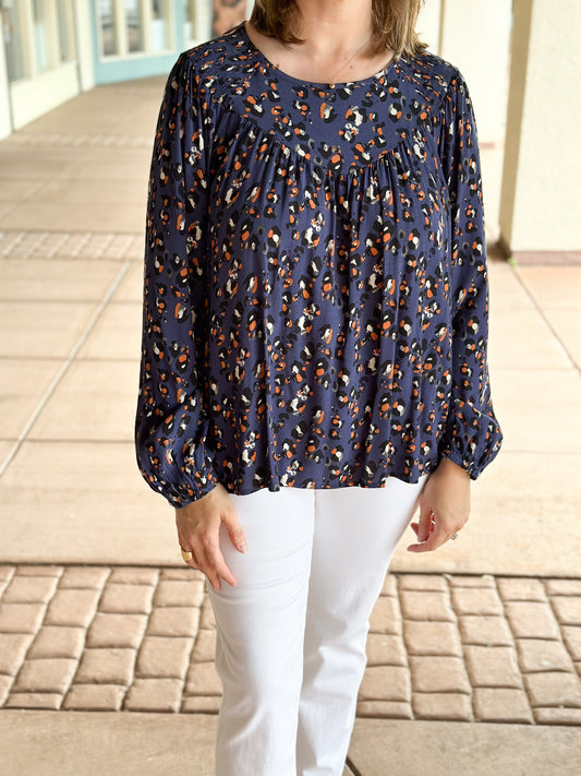 L/S Blouse with Smock Detail - Sapphire Tops Tribal   