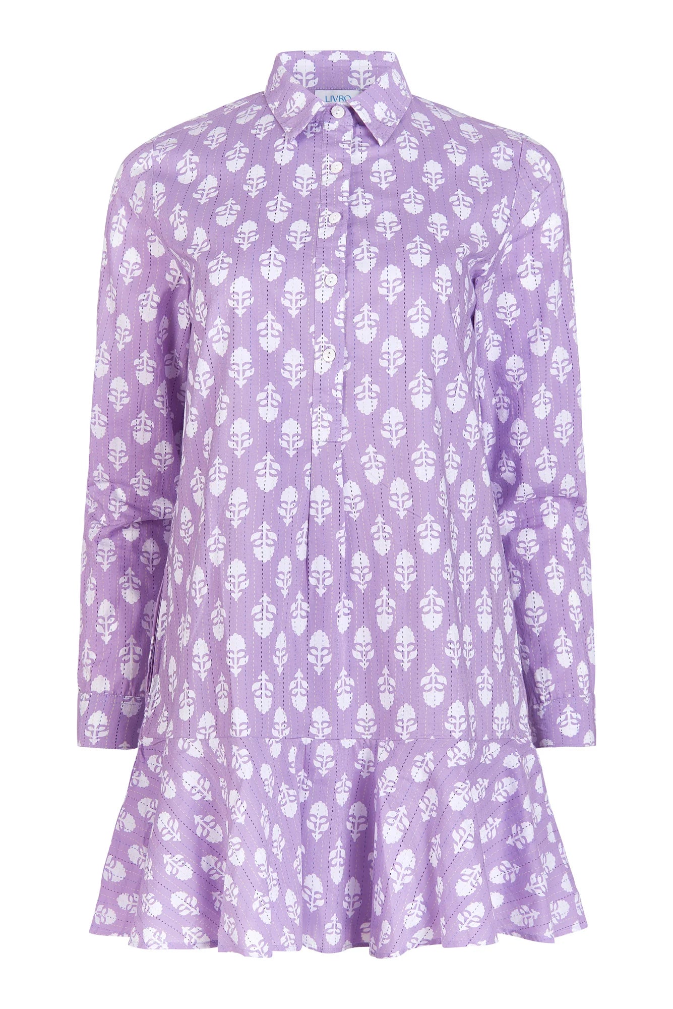 Polly Dress - Lavender Sprigs Short Dresses Livro