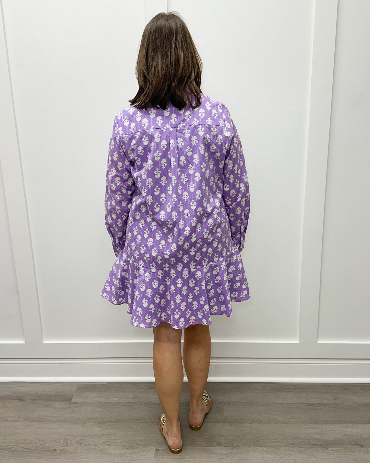 Polly Dress - Lavender Sprigs Short Dresses Livro