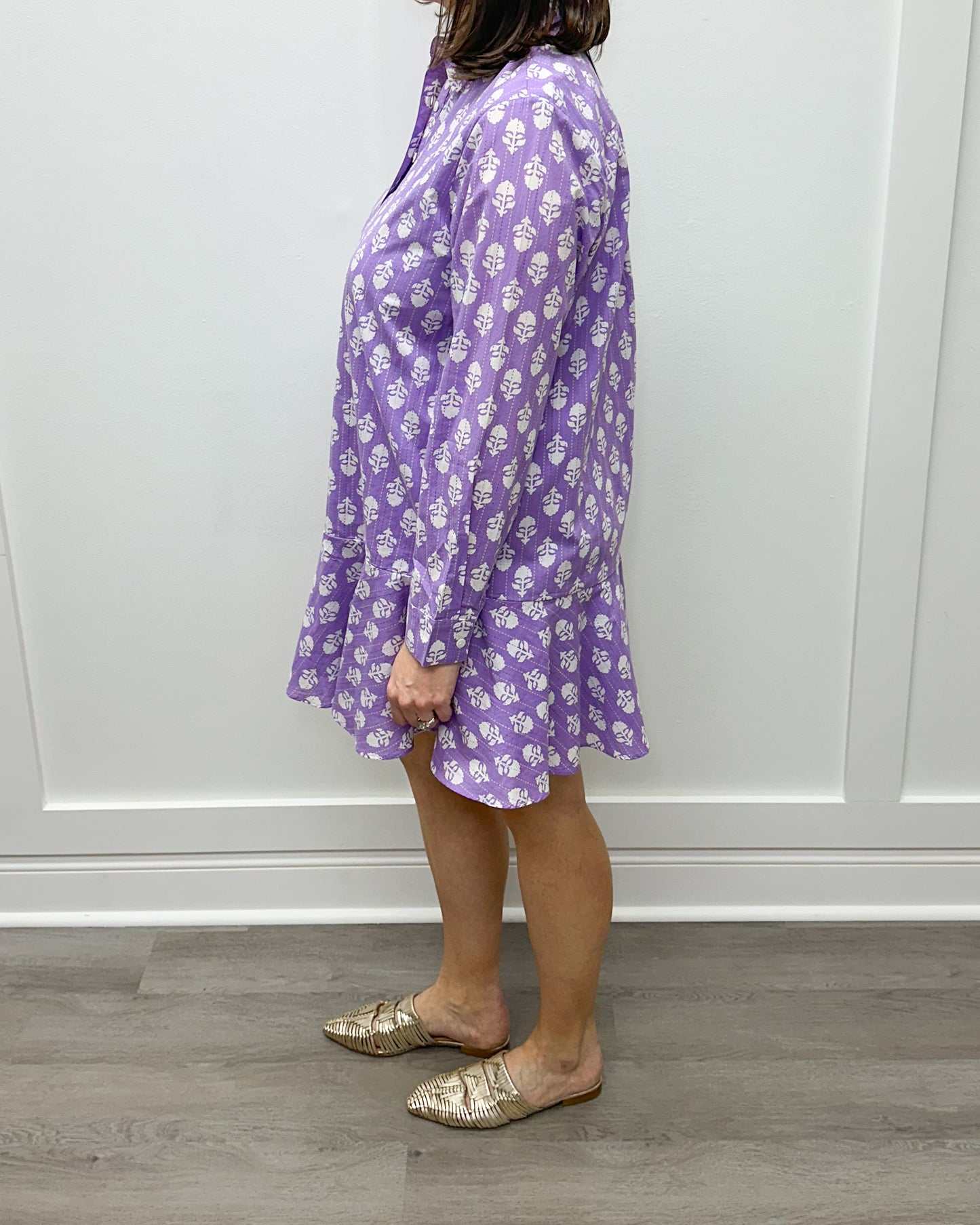 Polly Dress - Lavender Sprigs Short Dresses Livro