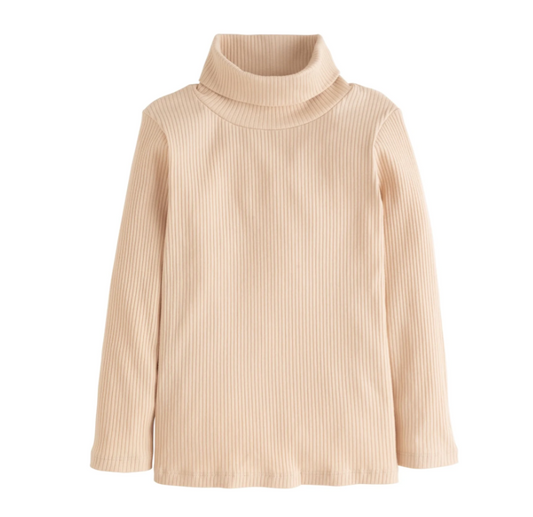 Ribbed Turtleneck - Oatmeal Girls Tops + Tees Bisby   