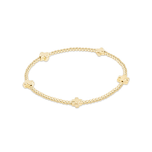 Signature Cross Small Gold Pattern 2mm Bracelet - Gold Bracelets enewton