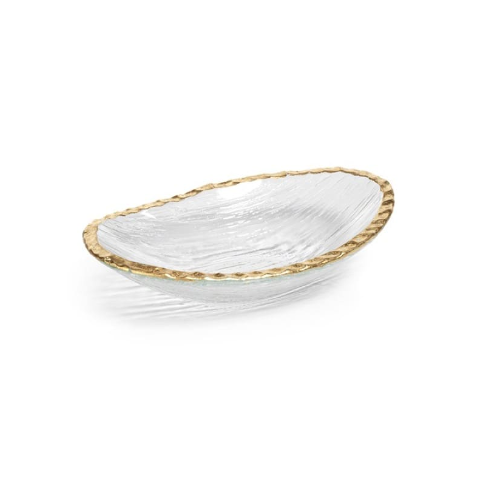 Clear Textured Bowl with Jagged Gold Rim - Small Home Decor Zodax   