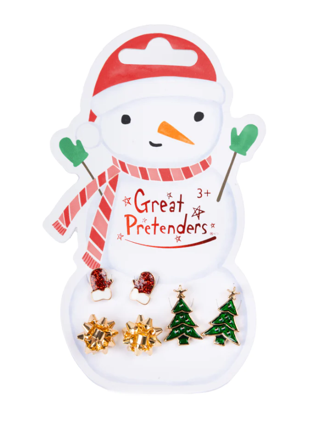 Snowman Pierced Ears, 3 Pairs Accessories Great Pretenders
