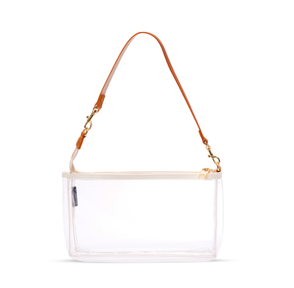 Clear Stadium Bag Made in USA /genuine Leather/ Clear Cross Body Purse /  Gameday Purse /clear Purse / Gift for Her / Free Personalization 