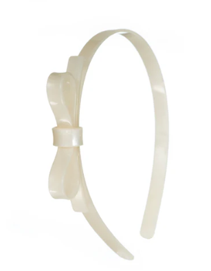 Thin Bow Pearl White Headband Kids Hair Accessories Lilies & Roses