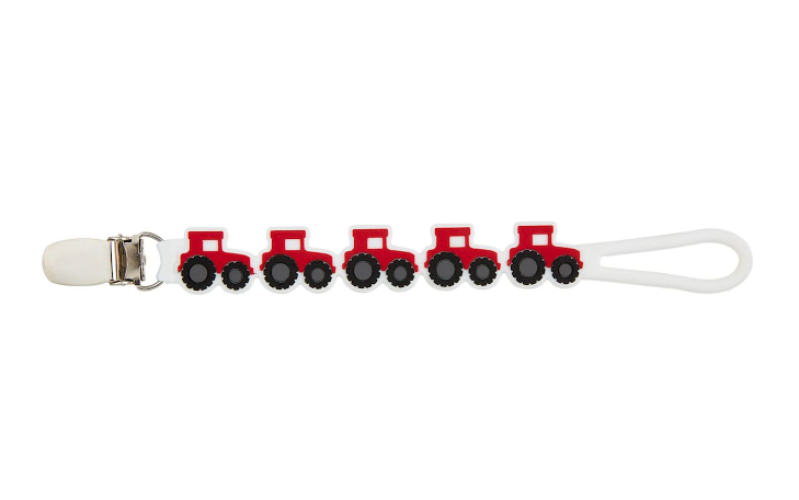 Red Tractor Silicone Paci Strap Baby Accessories Mudpie