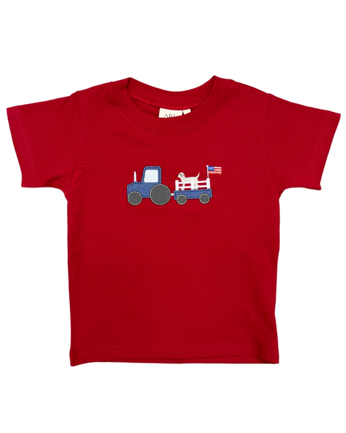 Boys S/S Shirt w/ Tractor Pulling Dog Wagon - Deep Red Boys Shirts + Polos Luigi
