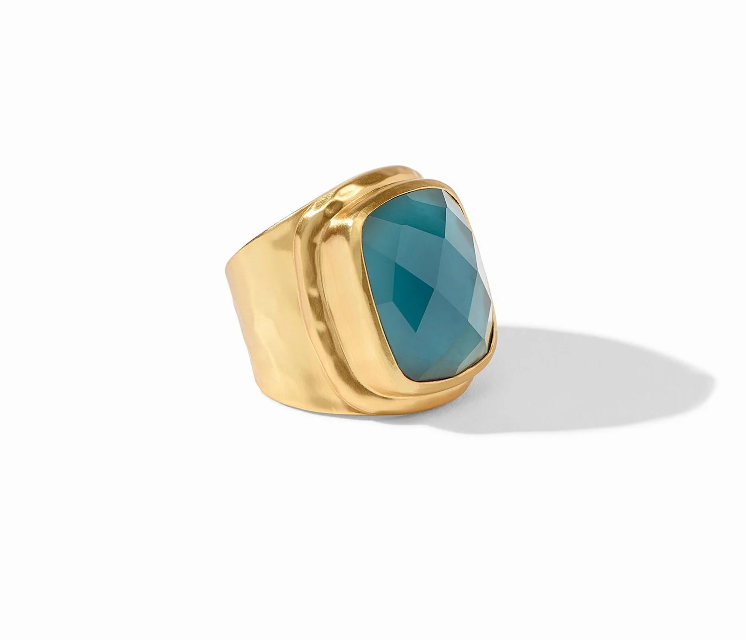 Tudor Statement Ring - Iridescent Peacock Blue - 7 Rings Julie Vos
